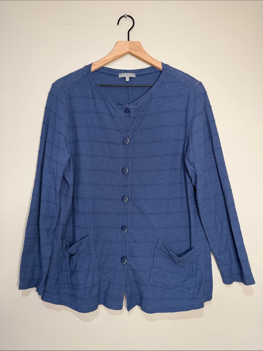 Habitat Blue Button-Front Textured Cardigan Small